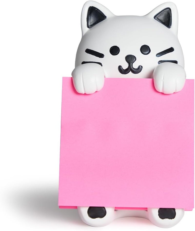 HORTIX Cat Sticky Note Holder for Desk - Doodle-Friendly Resin Dispenser for Office & Home, Holds 3" x 3" Sticky Notes - Image 1